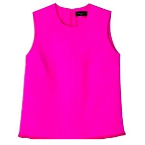 Victoria Beckham fuchsia hot pink twill tank sleeveless top shirt  2X fringe NWT